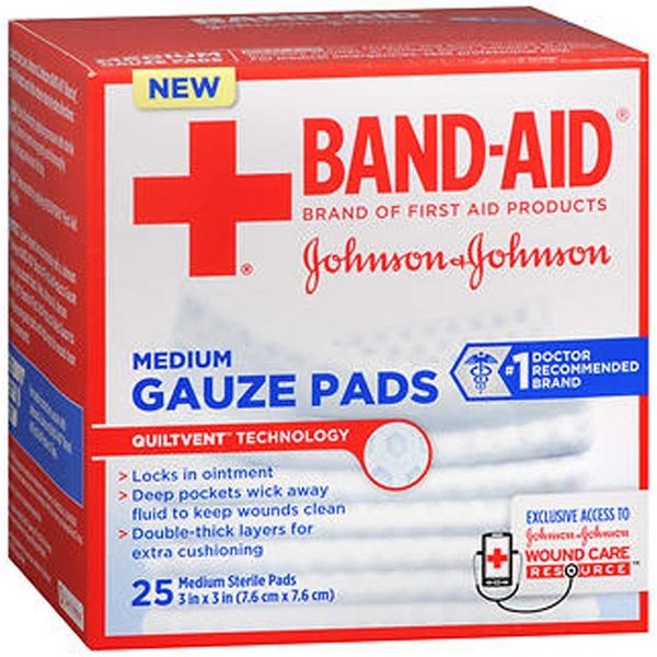 Johnson & Johnson Red Cross Hospital Grade Gauze Pads 3"x3" - 25 ct