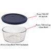 Pyrex 7201-PC 4-Cup Dark Blue Round Replacement Lids - 3 pack Made in the USA