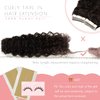Hair Extensions Tape in Human Hair Jerry Curly Double Sided Strong Tape Brazilian Virgin Hair Darkest Brown Thick End Curly Tape Hair Extensions Black People 20inch #2 20pcs 50grams
