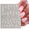 5D Embossed Nail Art Stickers, 3 Engraved Flower Nail Stickers, Summer Nail Art Supplies, self-Adhesive French Pointed Nail Design
