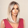 testar Blonde Wigs For White Women Blonde Bob Wigs with Curtain Bangs Women Wigs Layered Short Blonde Wigs Synthetic Wig for Daily Party Use