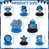 8Pcs Blue 40th Birthday Decorations Blue and Black Happy 40th Birthday Table Honeycomb Centerpieces for Table Decor 40th Birthday Table Topper for Men Women 40th Birthday Anniversary Party Supplies