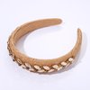Rhinestone Raffia Padded Headband for Women Boho Rattan Straw Headbands Crystal Jeweled Embellished Wicker Braid Woven Hairband Summer Beach Holiday Party Hair Accessories (A Rattan Padded Hairband)