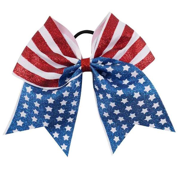 7inch Baby Girl's American flag hair bow,Hair Accessories for 4th of July(F9) (2)