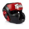 Fairtex HG13 Genuine Leather Boxing Headgear - MMA & Muay Thai Protection with Adjustable Straps and Multi-Layered Shock Absorption - Ideal for Boxing, Sparring, and Martial Arts(Black/Red/Medium)