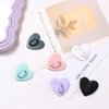 Kopida 12 Pcs Phone Charm Hook Colorful Phone Finger Grip Heart Shaped Phone Case Hooks Self-Adhesive Phone Wristband Clasps Hooks