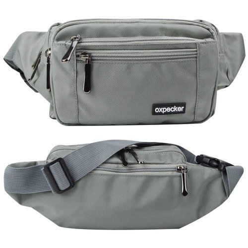 Oxpecker Waist Pack Bag with Rain Cover, Waterproof Fanny Pack for Men&Women, Workout Traveling Casual Running Hiking Cycling, Hip Bum Bag with Adjustable Strap for Outdoors (gray)