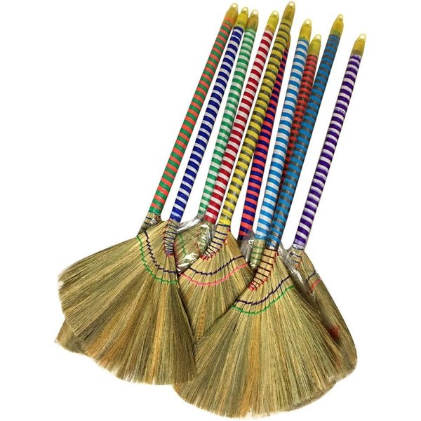 Authentic Asian Broom Set of 3 Packs - Premium Vietnamese Straw Broom, 40" Length