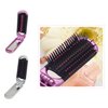 Duehut HLLMX 2 PCS Travel Hair Brush with Mirror Portable Mini Hair Brush Mini Compact Hair Comb Collapsible Pocket Brush Small Compact Pocket Hair Comb for Family Travel Purse Gift (Purple, Silver)
