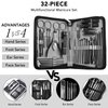 Manicure Set 32pcs Professional Nail Clippers Kit Pedicure Care Tools-Stainless Steel Grooming Tools for Travel