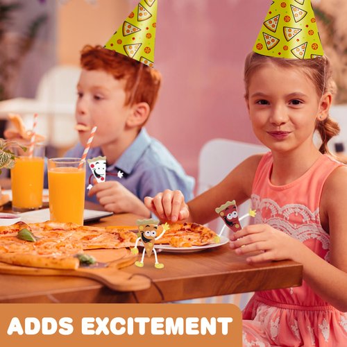 ArtCreativity Bendable Pizza Figures, Set of 12, Bendable Toys for Kids, Pizza Party Favors for Boys and Girls, Stress Relief Fidget Toys for Kids, Goodie Bag Stuffers, and Pinata Fillers