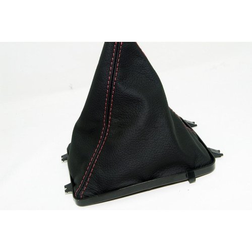 Fits 2004-2006 Pontiac GTO Real Black Leather Manual Shift Boot with Red stitching. (Leather Part Only)