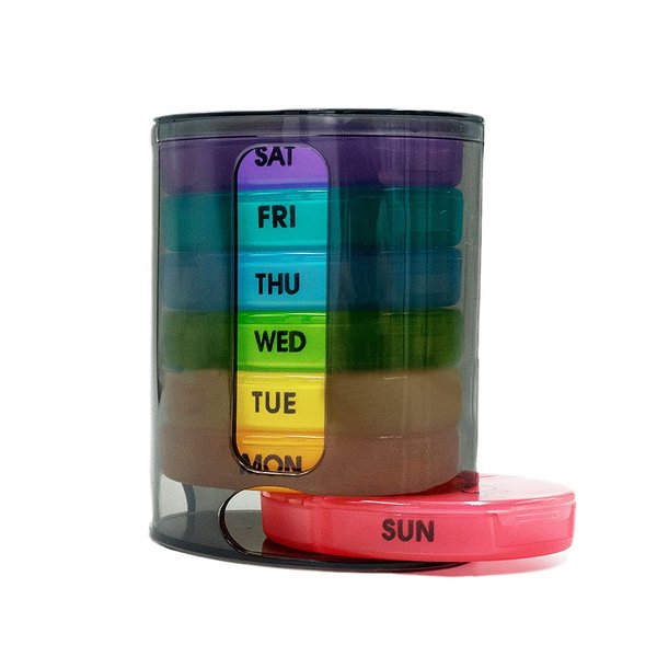 GIIYAA Weekly Pill Organizer (Twice-A-Day), Portable 7 Day Pill Box Case with Stackable AM/PM Compartments for Pills, Vitamin, Fish Oil, Supplements,Rainbow