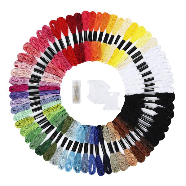 Peirich Embroidery Floss 62 Skeins Friendship Bracelets Floss with Black White Cross Stitch Floss Embroidery Thread, Embroidery Needles,12 Pieces Floss Bobbins - Great Gift for Mother's Day