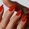 Orange Red Press on Nails Almond Shaped Nails,Xcreando Medium Fake Nails Short Almond,Acrylic Nails Glue on Nails Medium Length,False Nails for Women and Girl Daily Working24pcs