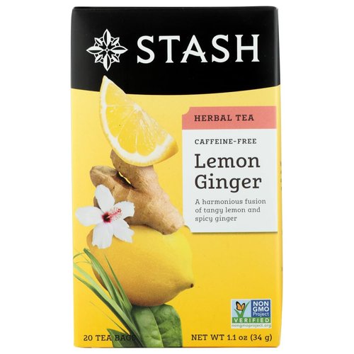 Stash Tea Company Premium Lemon Ginger Herbal Tea Caffeine Free - 20 Bag (Pack of 6) - Pack Of 6