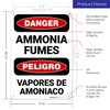 Danger Ammonia Fumes Bilingual Sign, 10x7 Inches, Rust Free .040 Aluminum, Fade Resistant, Made in USA