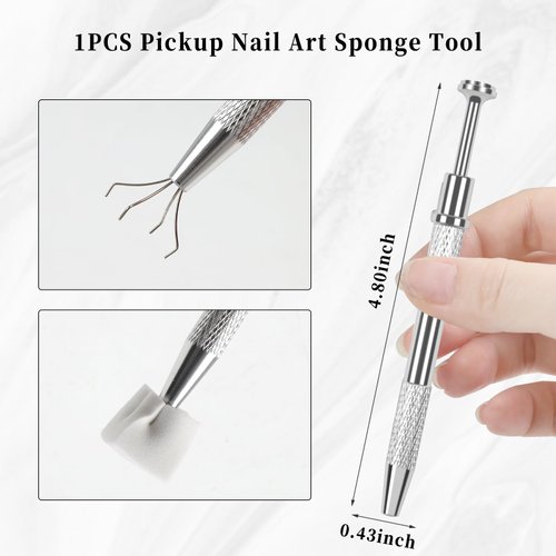 BQAN Nail Ombre Brushes, 100Pcs White Nail Sponge with Sponge Holder Pen for Fade Gradient Ombre Nail Art Manicure