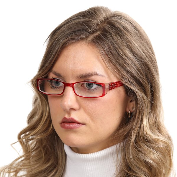 In Style Eyes Super Strength II High Magnification Reading Glasses - Full-Rimmed Rectangle Frame, Non-Polarized Lens - Burgundy - 7.0x