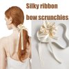 Bow Scrunchie Hair Ties with Bow Silk Scrunchies Women Girls Cute Bows Hair Ribbon Tie for Thick Thin Hair Bowknot Satin Scrunchies Ponytail Holder Scrunchy Bows Long Tail Hair Bands