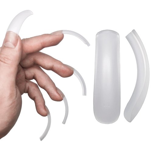 NOVO OVO Curved Nail Tips Press on Full Cover, Extra Curve Square Gel x Thick Long XL XXL Acrylic Fake Nails Extension kit, Clear Pre-etched Soft French False Nail 12 Sizes 240pc (QUEEN SQUARE PRO)