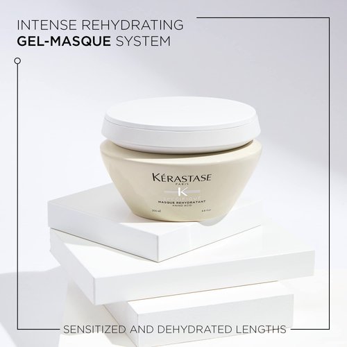 KERASTASE Specifique Rehydratant Hair Mask | Intense Rehydrating Gel-Masque for Dry Ends | Rebalances Hair's Hydration | With Ceramides and Amino Acid | For Sensitive & Dry Hair | 6.8 Fl Oz