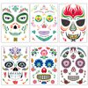 TailaiMei 12 Sheets Day of the Dead Face Skeleton Tattoos/Dia De Los Muertos, Halloween Sugar Skull Costume Makeup Temporary Tattoos for Costume Apparel Party