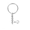KINGFOREST 50PCS Split Key Ring with Chain 1 inch and Jump Rings, Silver Color Metal Split Key Chain Ring Parts with Open Jump Ring and Connector.