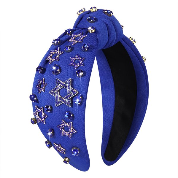 boderier Hanukkah Headband Blue Rhinestone Star of David Headband Crystal Jeweled Knotted Headband Hanukkah Jewish Holiday Hair Accessories (Rhinestone Star of David)