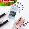 Eitonbu 2 sets 48 pcs Crack Gradient pattern French Square Press on Nails,Fake Nails with Nail Glue,Stick Glue on Nails False Nails Acrylic Nails for Women(Wine Red Gradient，Purple blue Gradient)…