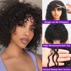 REMESSE Short Curly Human Hair Wigs Short Curly Bob Wig Human Hair With Bangs For Women Glueless 250% Density Short Water Wave Human Hair Wig With Bangs Natural Black 12Inch