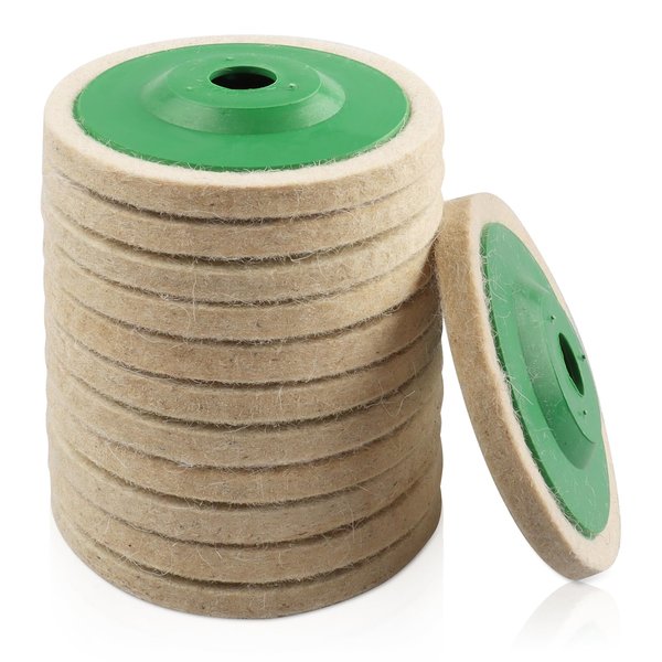 WENORA 12 Pack 4.5 Inch Wool Felt Polishing Wheel Disc, Wool polishing Discs for 4-1/2 Angle Grinder, Round Wool Felt Disc Wheel Pad Buffing Polishing for Metal