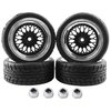 GDOOL 4PCS 12mm Hex Hub RC Cars Wheels and Tires,62mm On Road Touring Rubber Racing Rally Tires Set for 1:10 1:16 1:18 XV01 TT01 TT02B HSP 94122 94123 94103 3850 3851 FW06 16889 RC Cars(Black)