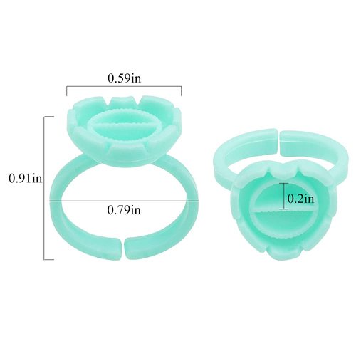 200 PCS Disposable Glue Cup Lash Tattoo Nail Art Pigment Rings 2 Slots Plastic Glue Ring Holders Palette for Eyelash Extension Beauty Tool Bulk (Green)