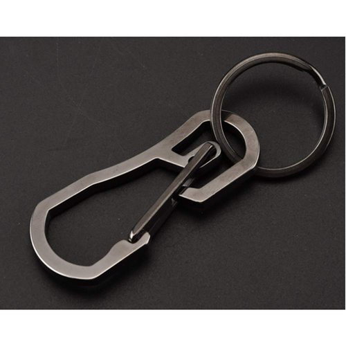 Alsmiley Stainless Steel Carabiner Clip Retractable Ring Set Keychain Quick Release Hooks for Men Women Black