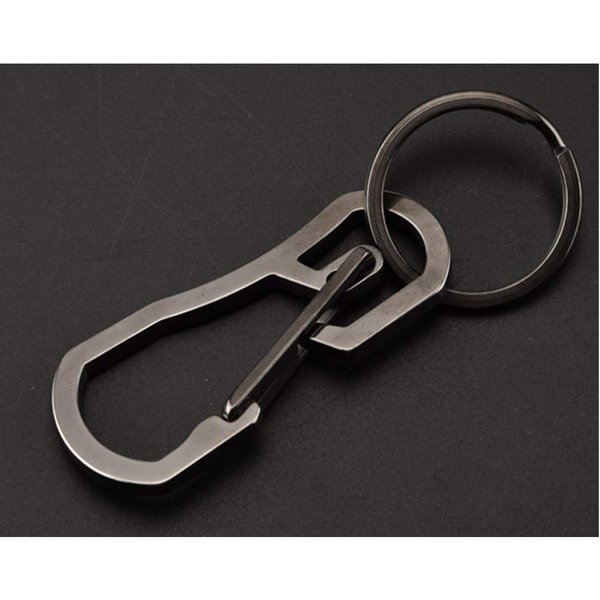 Alsmiley Stainless Steel Carabiner Clip Retractable Ring Set Keychain Quick Release Hooks for Men Women Black