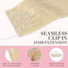 GOO GOO Clip in Hair Extensions Real Human Hair, 16inch 110g 7Pcs, 60A Platinum Blonde, Remy Human Hair Extensions Clip ins for Women, Natural Human Hair