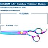 MISSUM Thinning Shears For Hair Cutting - 6.5" Hair Thinning Scissors For Cutting Hair - Rainbow Hair Thinning Shears For Women And Men With Gold Adjustable Screws