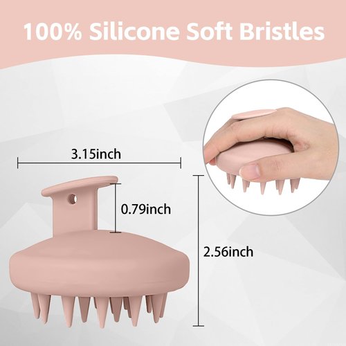 HHWXMHH Scalp Massager, Soft Silicone Hair Scrubber for Hair Growth & Head Massage, Shampoo Brush Scalp Scrubber, Dry & Wet Shower Hair Brush for Women Men Adult Child (Light Pink)
