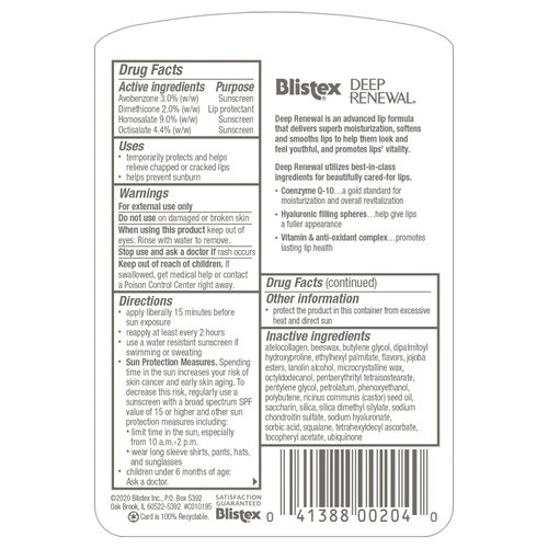 Blistex Deep Renewal Q10 SPF15 Lip Care 3.69g.