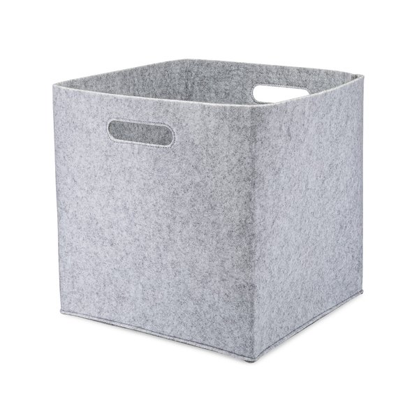 Parker Baby Felt Foldable Storage Cube Bin - 13 Inch Nursery Cubby Storage Bin Cubes for Cube Organizer, Closet Organizers and Storage Toy Bin, Rope Baskets Bins for Toy’s Storage - Gray