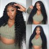 UVVUVV 13x6 Deep Wave Lace Front Wigs Human Hair 180% Density Deep Curly Lace Frontal Wigs Human Hair Glueless HD Lace Front Wigs Human Hair Pre Plucked with Baby Hair for Women 24Inch