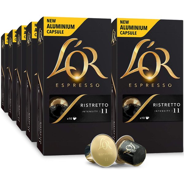 L'OR Espresso Capsules, 100 Count Ristretto, Single-Serve Aluminum Coffee Capsules Compatible with the L'OR BARISTA System & *Nespresso Original Machines