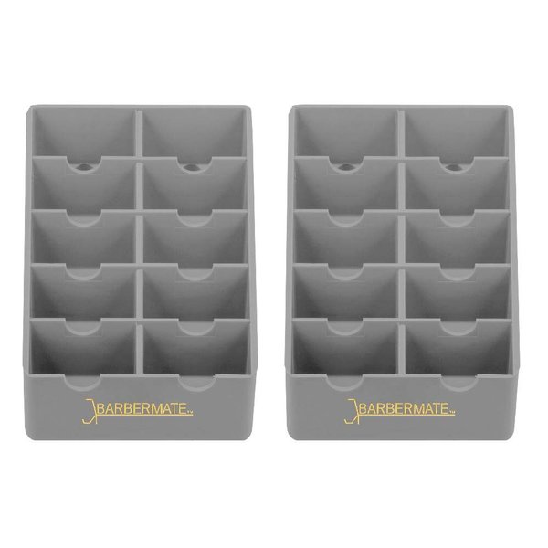 BarberMate 2 Pack Blade Rack Storage Tray - Holds 10 Clipper Blades (Gray)
