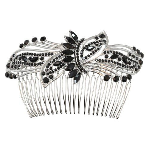 Faship Gorgeous Black Rhinestone Crystal Huge Big Floral Hair Comb