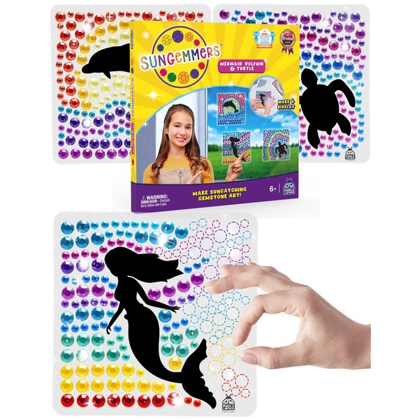 PURPLE LADYBUG SUNGEMMERS Big Gem Window Art Suncatcher Kit for Kids 6-8 9 10 11 12 - Birthday Gifts for 7 Year Old Girl, Mermaid Gifts for Girls - Arts & Crafts for Kids, DIY Activities