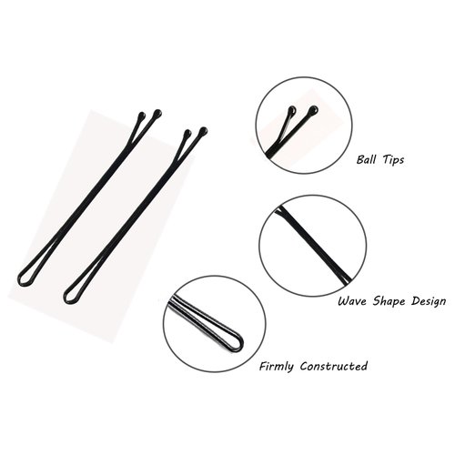 Pagabach 100PCS 2.2 Inch Black Hair Pins Bobby Pins Clips Straight Design with Ball Tips for Women Girls Fashion Hairdressing Beauty wedding with Case