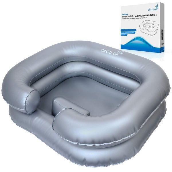 Circa Air Inflatable Hair Washing Basin For Bedridden - Wash Hair In Bed With Inflatable Shampoo Basin. Portable Shampoo Bowl With Pillow For Extra Comfort. The Perfect Inflatable Sink For Locs Detox