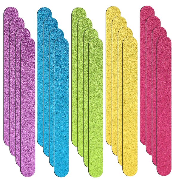 50 Pcs Glitter Nail File Colorful Nail Buffers Double Sided Emery Nail Filer Manicure and Pedicure Nail File Strips Pedicure Tools for Women Girls Shaping Smoothing Toenails and Fingernails, 5 Colors