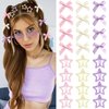 YAEISM 24PCS Pink Bow Hair Clips 3 Color Star Snap Clips Cute Mini Bow Hair Ribbon Non Slip Y2K Star Hair Barrettes for Girls Women